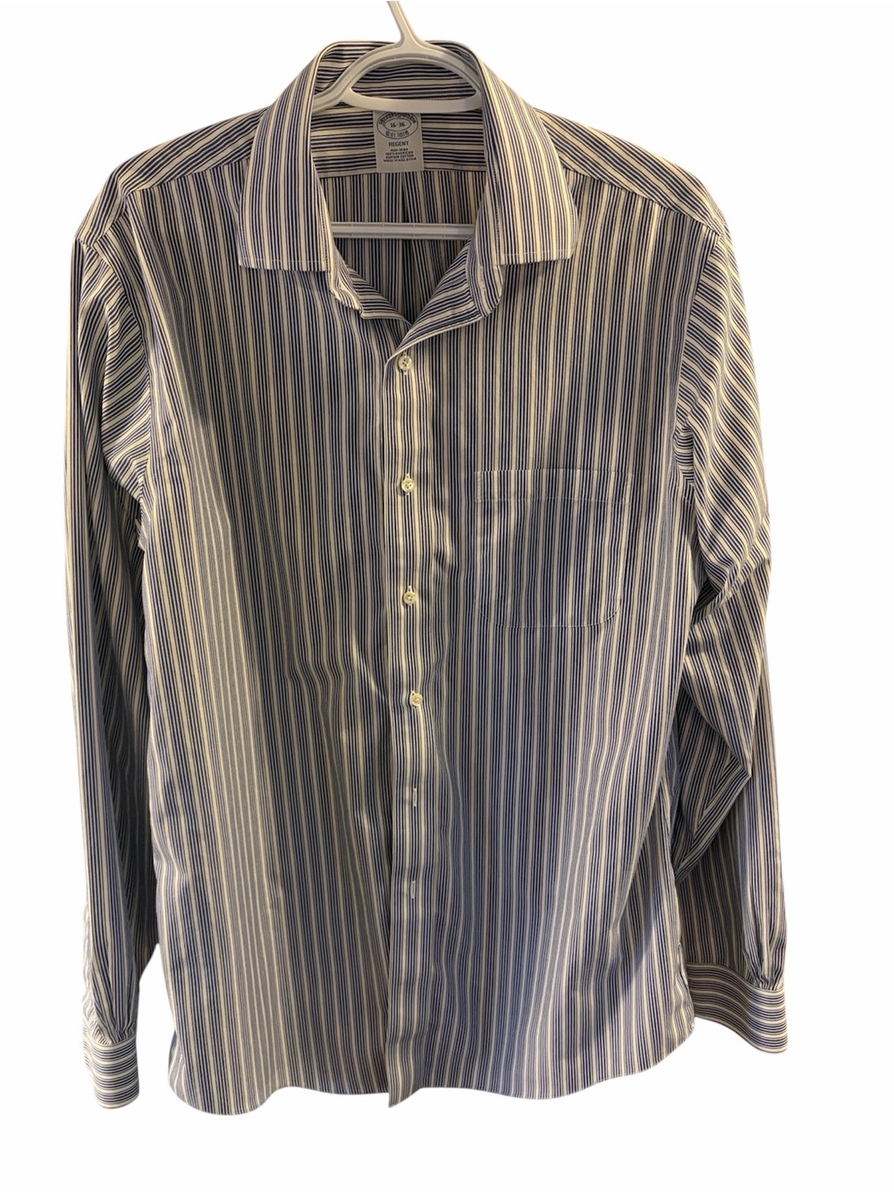 Brooks Brothers Vertical Stripe Dress Shirt 100% Supima Cotton Non Iron 16-36